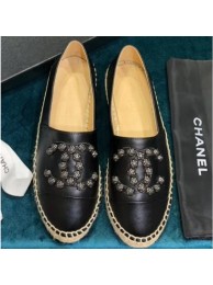 Chanel Camellia CC Logo Espadrilles Black AQ00778