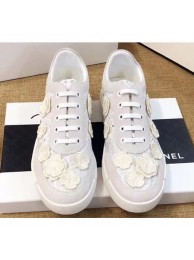 Chanel Camellia Embroidery Lace-Ups G34815 White 2019 AQ02811