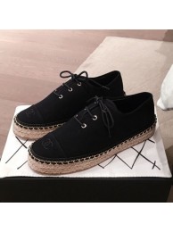 Chanel Canvas Lace-Ups Espadrille Sneakers G36140 Black 2020 Collection AQ03505