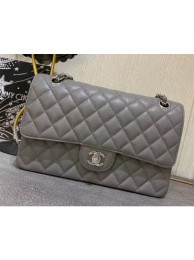 Chanel caviar leather 1112 Classic Medium flap bag gray with Silver Hardware AQ01888