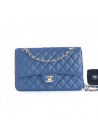 Chanel caviar leather 1112 Classic Medium flap bag navy blue AQ01714