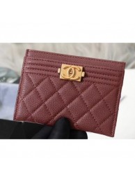 Chanel Caviar Leather Boy Card Holder A84431 Burgundy AQ00732