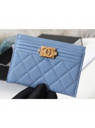 Chanel Caviar Leather Boy Card Holder A84431 Denim Blue AQ01541