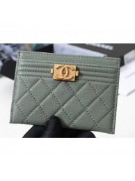 Chanel Caviar Leather Boy Card Holder A84431 Light Green AQ00589