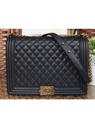 Chanel Caviar Leather Boy Flap Large Bag Black/Gold AQ01119