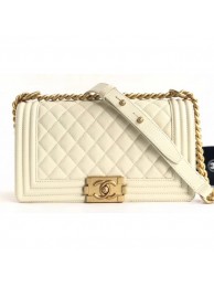 Chanel Caviar Leather Boy Flap Medium Bag Creamy AQ03331