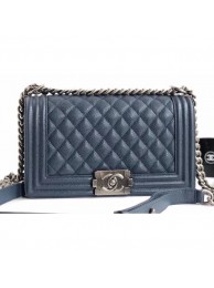 Chanel Caviar Leather Boy Flap Medium Bag Navy Blue AQ04295