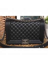 Chanel Caviar Leather Boy Flap New Medium Bag Black/Silver AQ01829