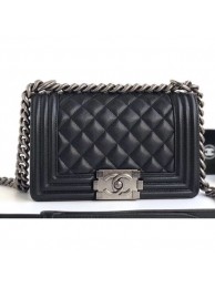 Chanel Caviar Leather Boy Flap Small Bag Black/Silver AQ04132