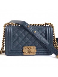 Chanel Caviar Leather Boy Flap Small Bag Navy Blue/Gold AQ01220