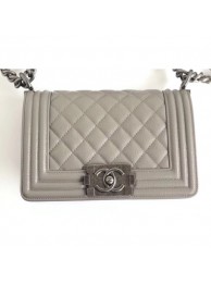 Chanel Caviar Leather Boy Flap Small Bag Pale Gray/Silver AQ03348