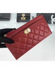 Chanel Caviar Leather Boy Pouch Clutch Bag A84478 Red AQ00978