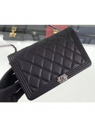 Chanel Caviar Leather Boy Wallet On Chain WOC Bag A80387 Black/Silver AQ03472