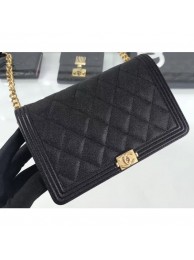 Chanel Caviar Leather Boy Wallet On Chain WOC Bag A81969 Black 2019 AQ01789