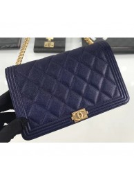 Chanel Caviar Leather Boy Wallet On Chain WOC Bag A81969 Navy Blue 2019 AQ02349