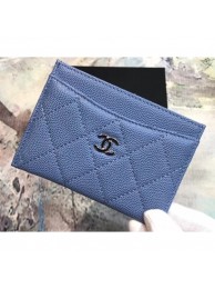 Chanel Caviar Leather Classic Card Holder A31510 Denim Blue AQ02242