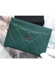 Chanel Caviar Leather Classic Card Holder A31510 Green AQ03625