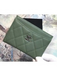 Chanel Caviar Leather Classic Card Holder A31510 Light Green AQ02893