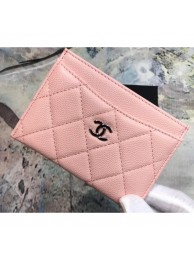 Chanel Caviar Leather Classic Card Holder A31510 Pink AQ02422