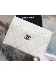 Chanel Caviar Leather Classic Card Holder A31510 White AQ03696