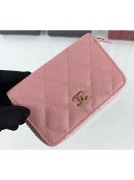 Chanel Caviar Leather Classic Zipped Card Holder A69271 Pink AQ02246