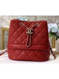 Chanel Caviar Leather Quilted Rolled Up Drawstring Bucket Bag Red AQ01771