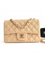 Chanel Caviar Leather Small Classic Flap Bag A1116 Beige/Gold AQ01859