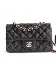 Chanel Caviar Leather Small Classic Flap Bag A1116 Black/Silver AQ04297