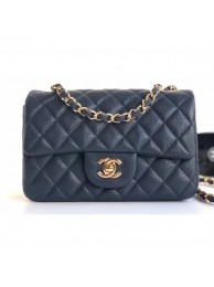 Chanel Caviar Leather Small Classic Flap Bag A1116 Navy Blue/Gold AQ03269