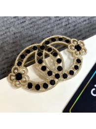 Chanel CC Bloom Brooch Gold/Crystal/Pearly White/Black 2019 Collection AQ04038