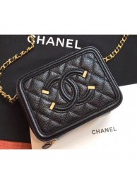 Chanel CC Filigree Grained Vanity Case Shoulder Mini Bag Black 2019 AQ00793