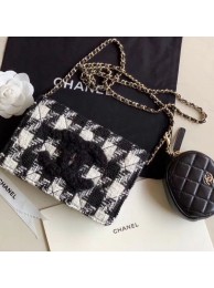 Chanel CC Houndstooth Tweed Wallet on Chain WOC and Coin Purse White/Black 2019 Collection AQ03742