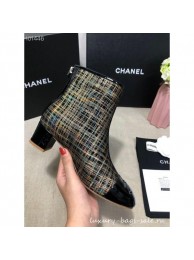 Chanel CC Logo Ankle Boots Grid Metallic Gold 2020 AQ04129