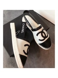 Chanel CC Logo Espadrilles Sandals White/Black AQ02785