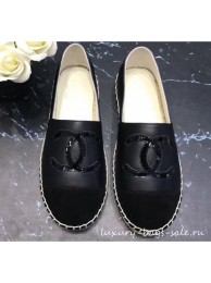 Chanel CC Logo Lambskin and Suede Calfskin Espadrilles Black 2019 AQ03245