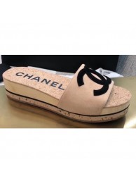 Chanel CC Logo Mules Slipper Sandals Beige Runway 2020 AQ02653