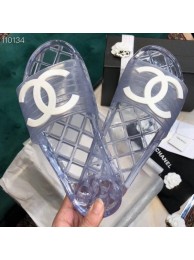 Chanel CC Logo Transparent PVC Shower Shoes Mules Slipper Sandals Silver 2019 AQ02036