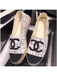 Chanel CC Logo Tweed Fabric Espadrilles Gray 2019 AQ03129