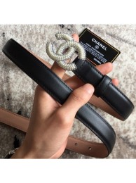 Chanel CC Pearls Belt 25mm Width Black AQ03148