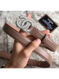 Chanel CC Pearls Belt 25mm Width Taupe AQ00665