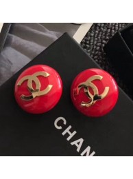 Chanel CC Round Stud Clip-on Earrings Red 2019 Collection AQ03145
