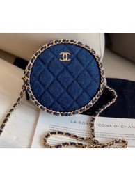 Chanel Chain Around Round Clutch with Chain AP0739 Denim Dark Blue 2019 AQ02353