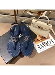 Chanel Chain CC Logo Thong Sandals royal blue 2020 AQ02655