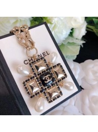 Chanel Chain Leather Square Pendant Necklace AB3044 2019 Collection AQ02562