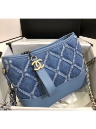 Chanel CHANEL'S GABRIELLE Small Hobo Bag In Denim & Calfskin A91810 Blue 2020 Collection AQ03454