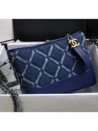 Chanel CHANEL'S GABRIELLE Small Hobo Bag In Denim & Calfskin A91810 Deep Blue 2020 Collection AQ03859