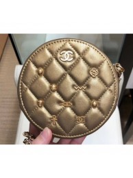 Chanel Charms Round Clutch With Chain Bag Metallic Gold 2019 AQ03536