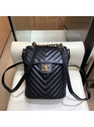 Chanel chevron calfskin mini Backpack Bag black with gold hardware AQ03210