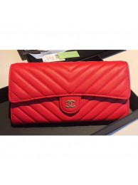 Chanel Chevron Flap Wallet Red 2018 AQ02770