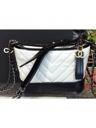 Chanel Chevron Gabrielle Small Hobo Bag A91810 White/Black 2018 AQ00749